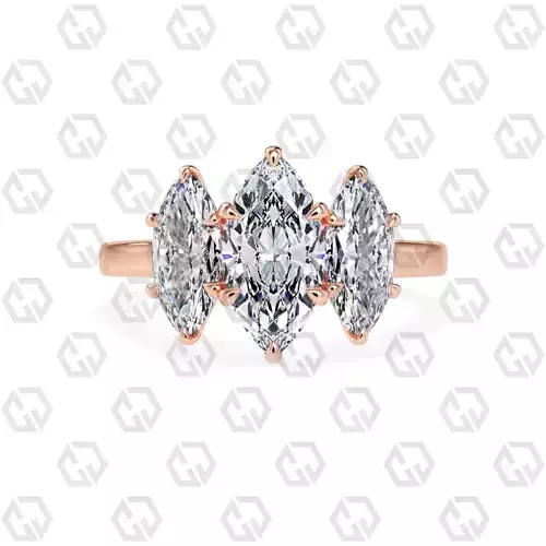 Ring 135 Marquise 3 stone ring plain cathedral shank