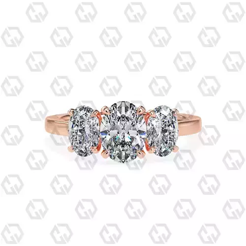 Ring 136 Oval 3 stone ring plain cathedral shank