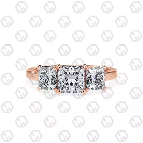 Ring 138 Pear 3 stone ring plain cathedral shank