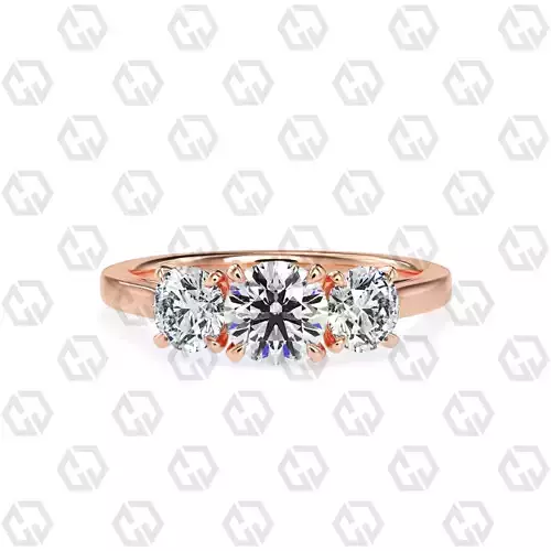 Ring 139 Round 3 stone ring plain cathedral shank