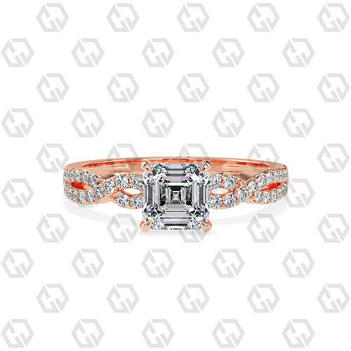 Ring 141 Asscher shape twisted shank pave set ring 3D print model