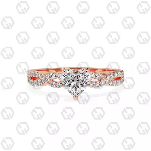 Ring 144 Heart shape twisted shank pave set ring