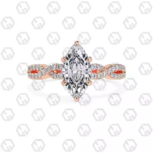 Ring 145 Marquise shape twisted shank pave set ring