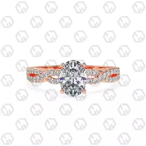 Ring 146 Oval shape twisted shank pave set ring