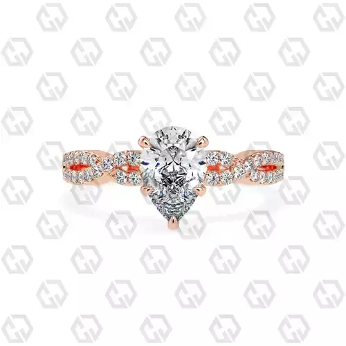 Ring 147 Pear shape twisted shank pave set ring