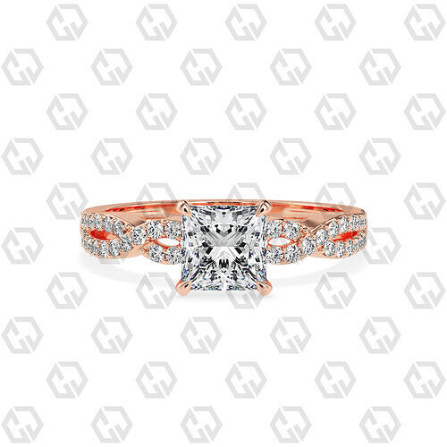 Ring 148 Princess shape twisted shank pave set ring 3D print model
