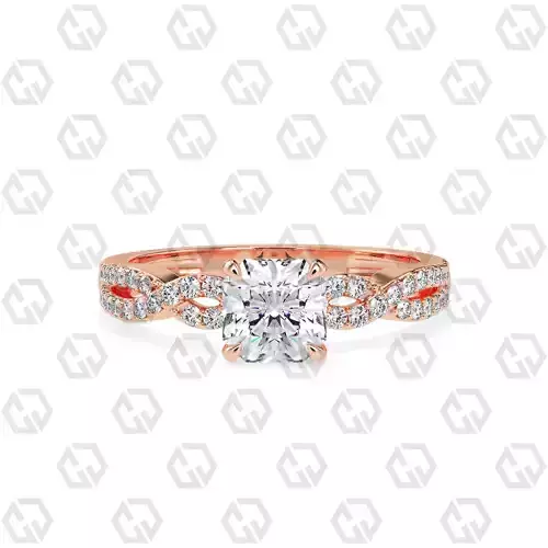 Ring 150 Radiant shape twisted shank pave set ring