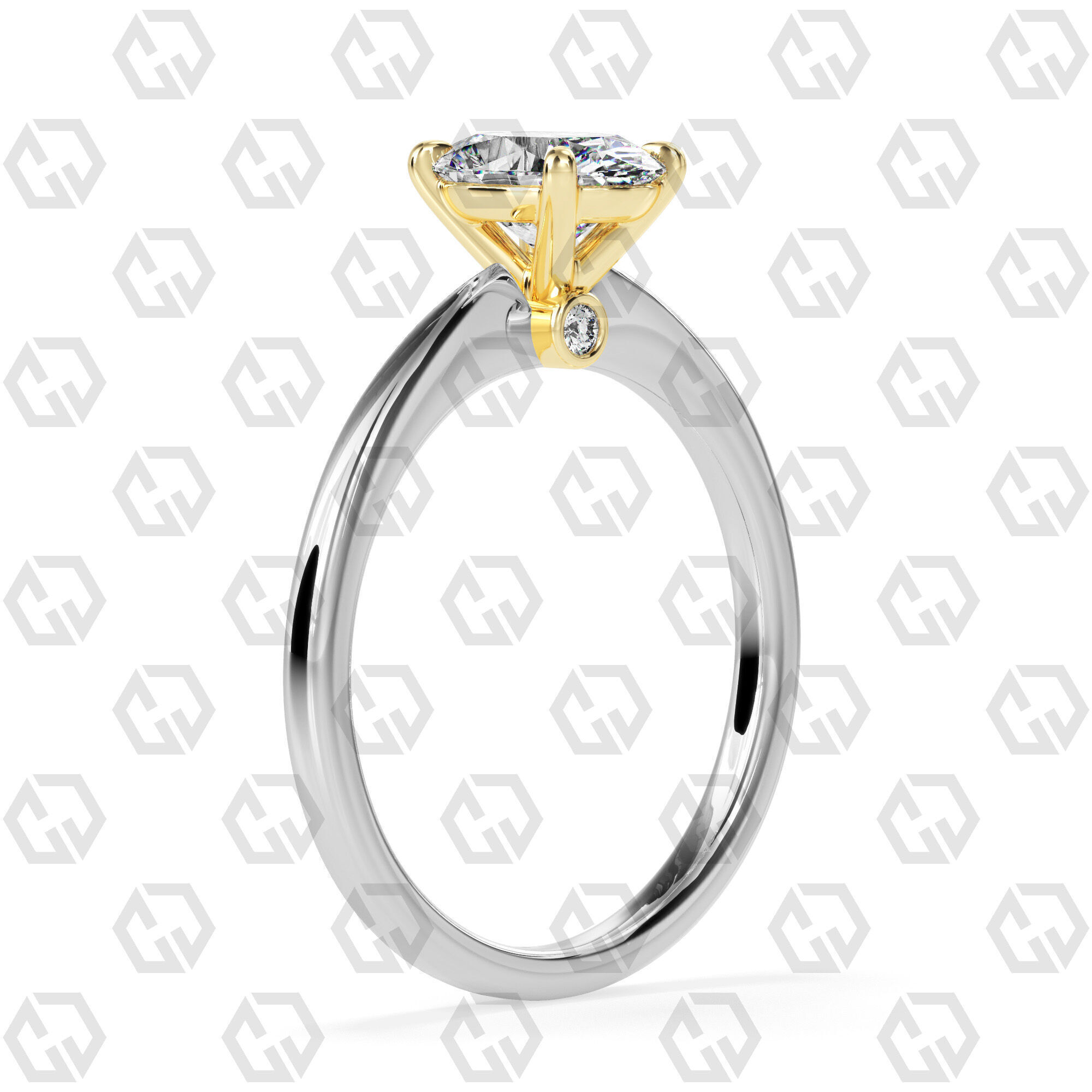 Ring 156 Oval shape with hidden signature diamond both side 3D print model_10