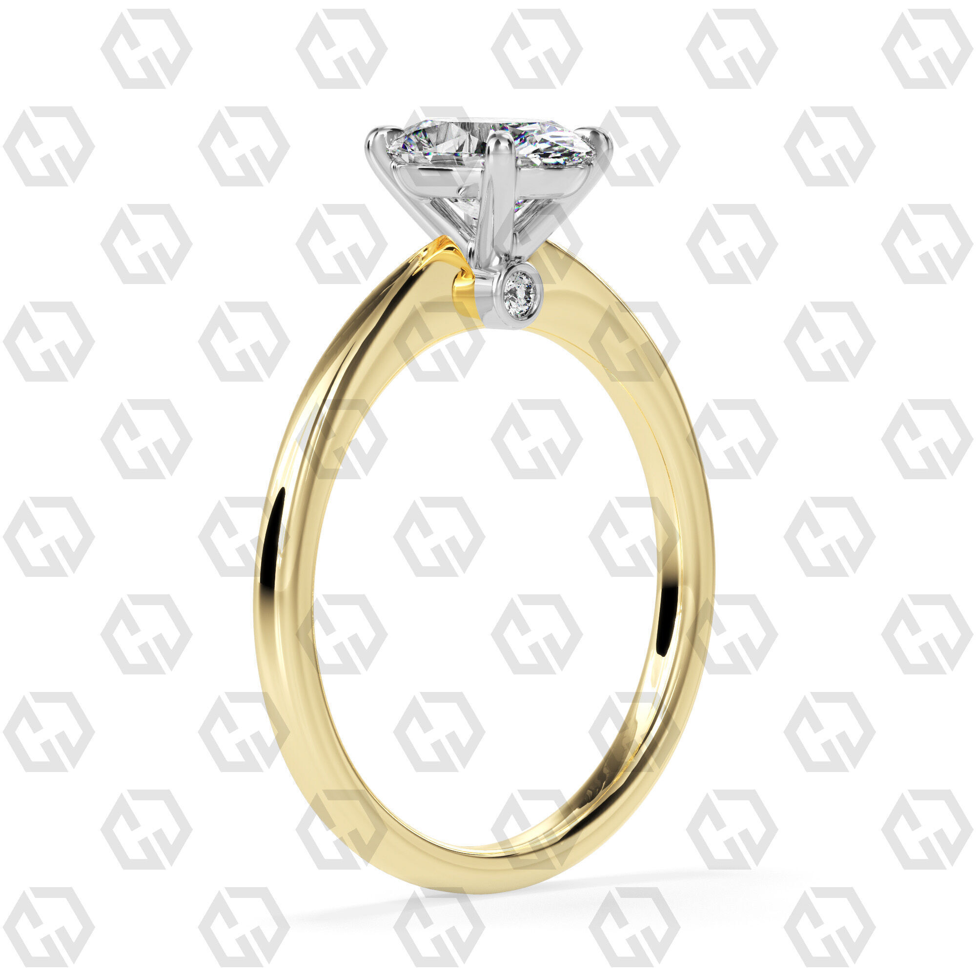 Ring 156 Oval shape with hidden signature diamond both side 3D print model_8