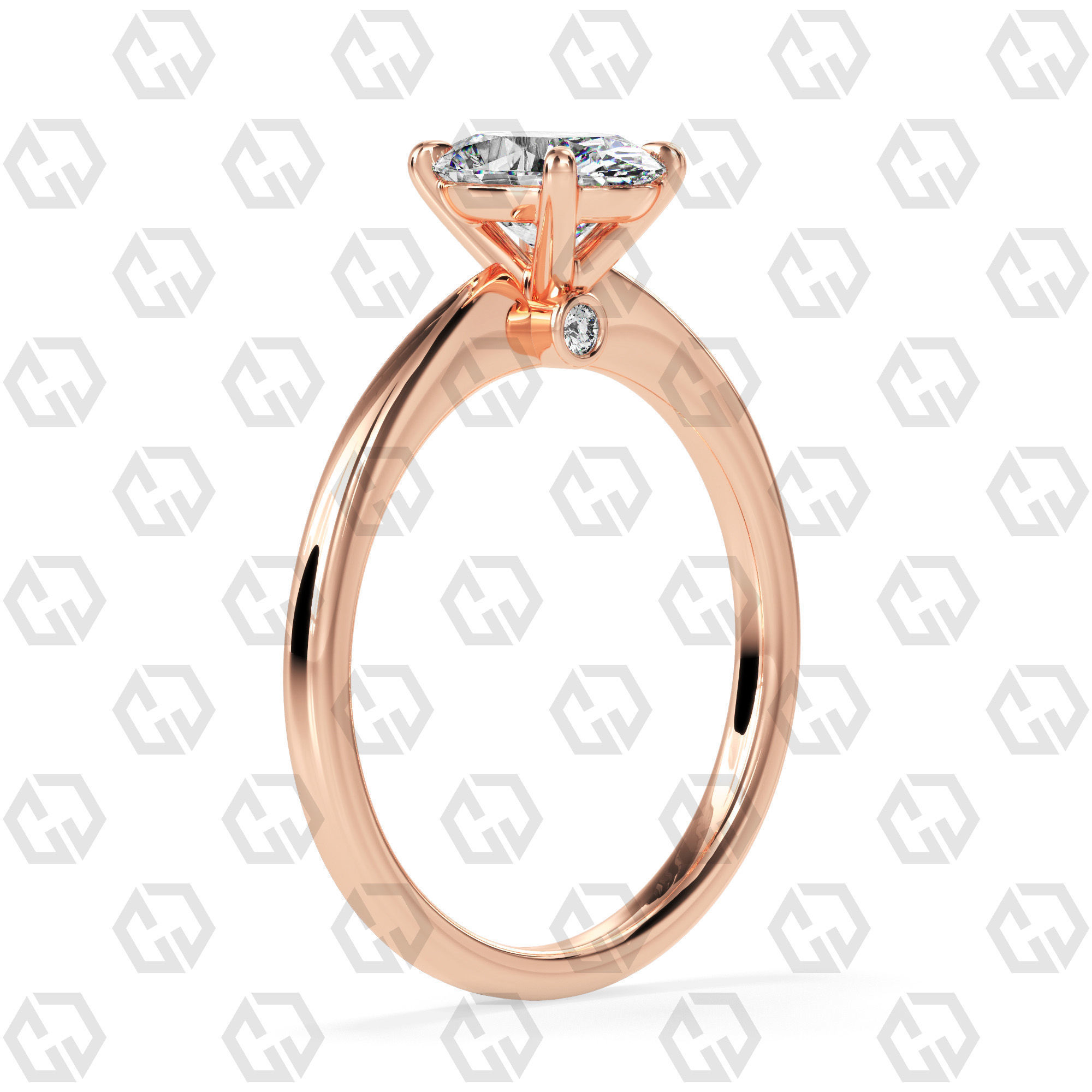 Ring 156 Oval shape with hidden signature diamond both side 3D print model_1