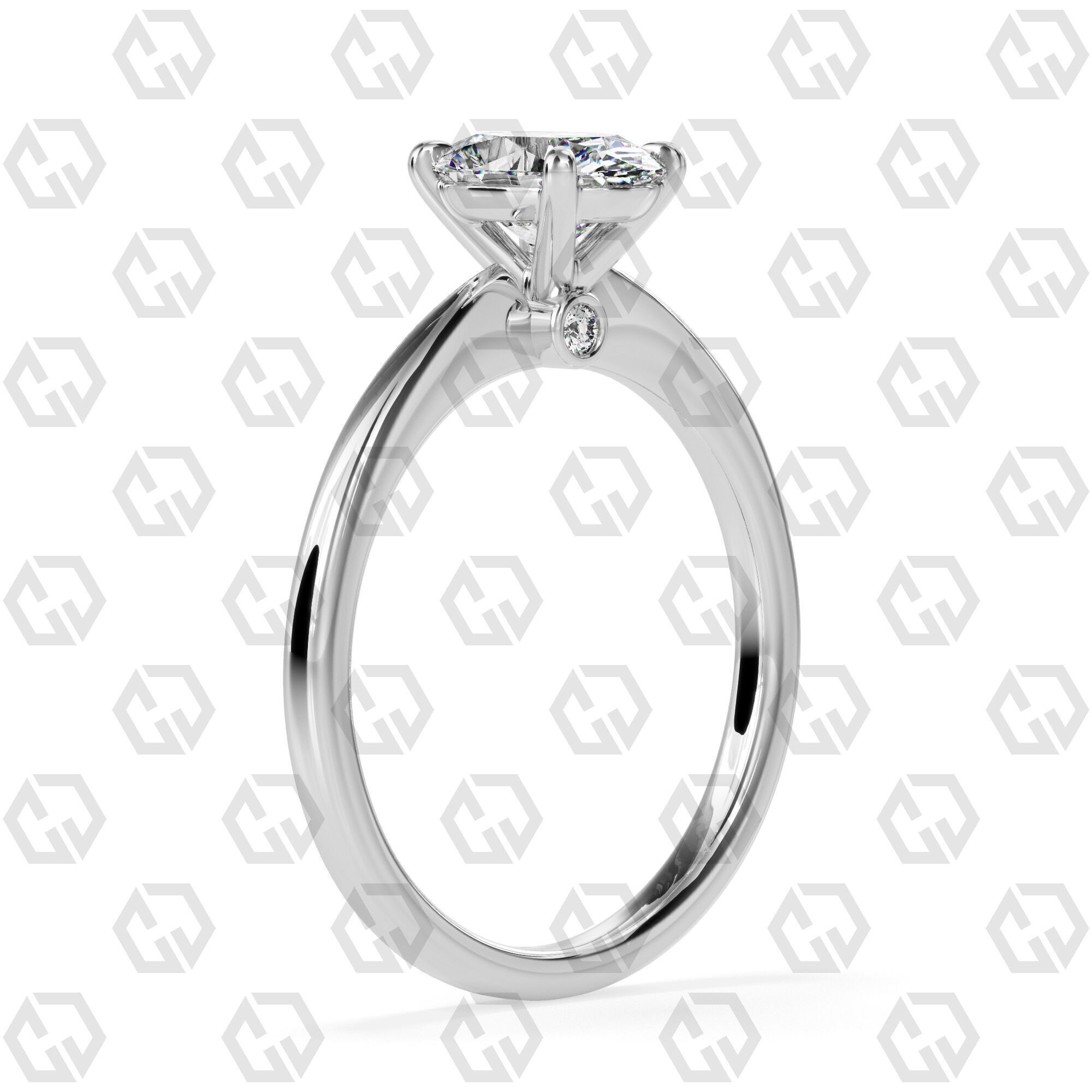 Ring 156 Oval shape with hidden signature diamond both side 3D print model_6