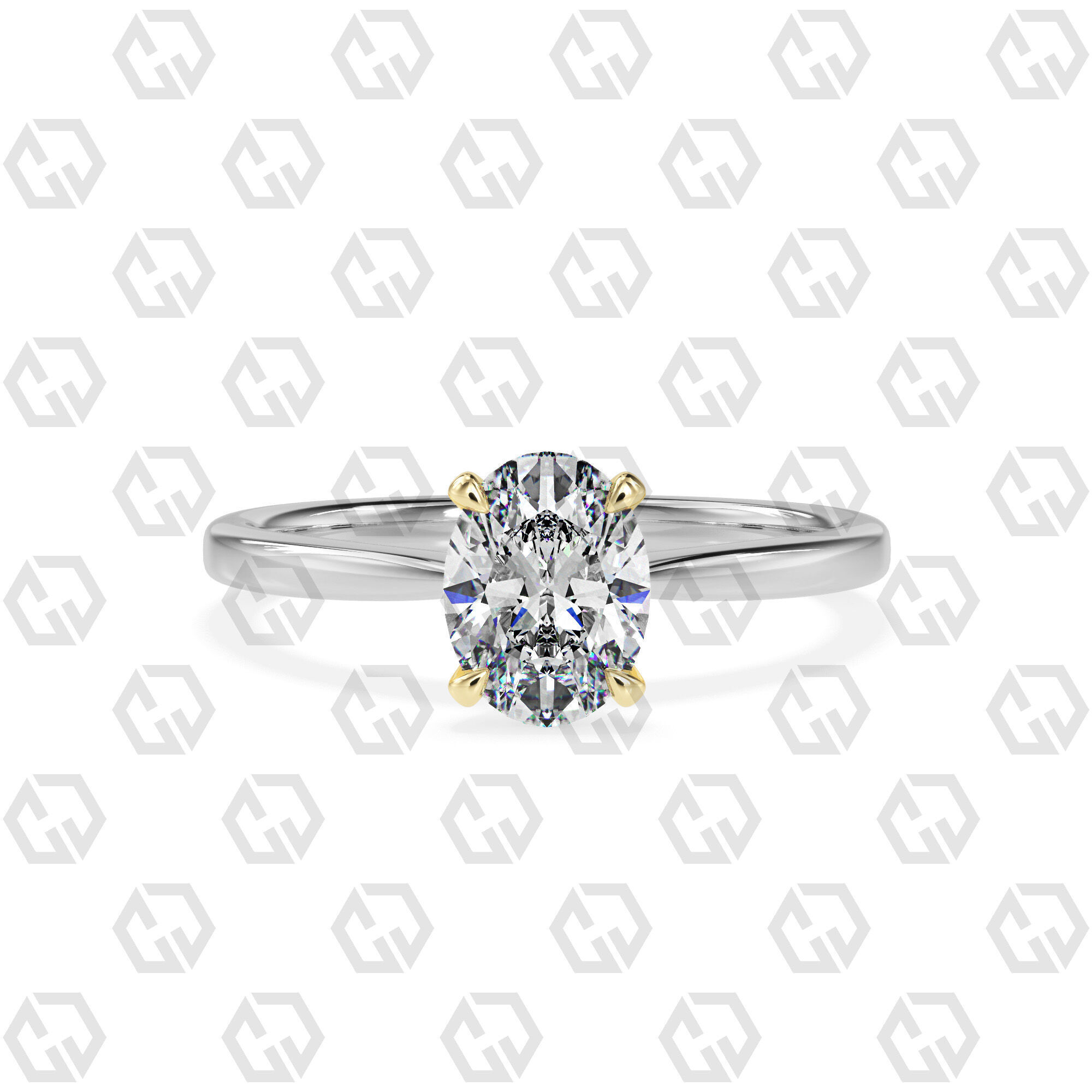 Ring 156 Oval shape with hidden signature diamond both side 3D print model_11