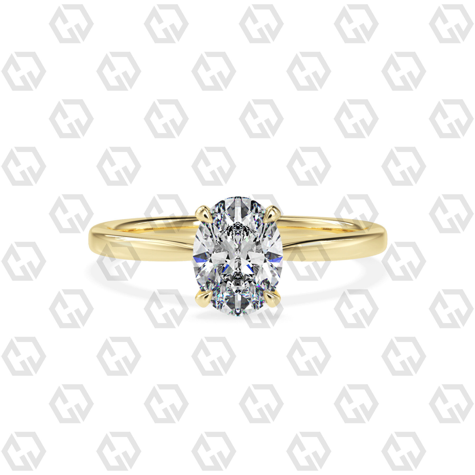 Ring 156 Oval shape with hidden signature diamond both side 3D print model_13