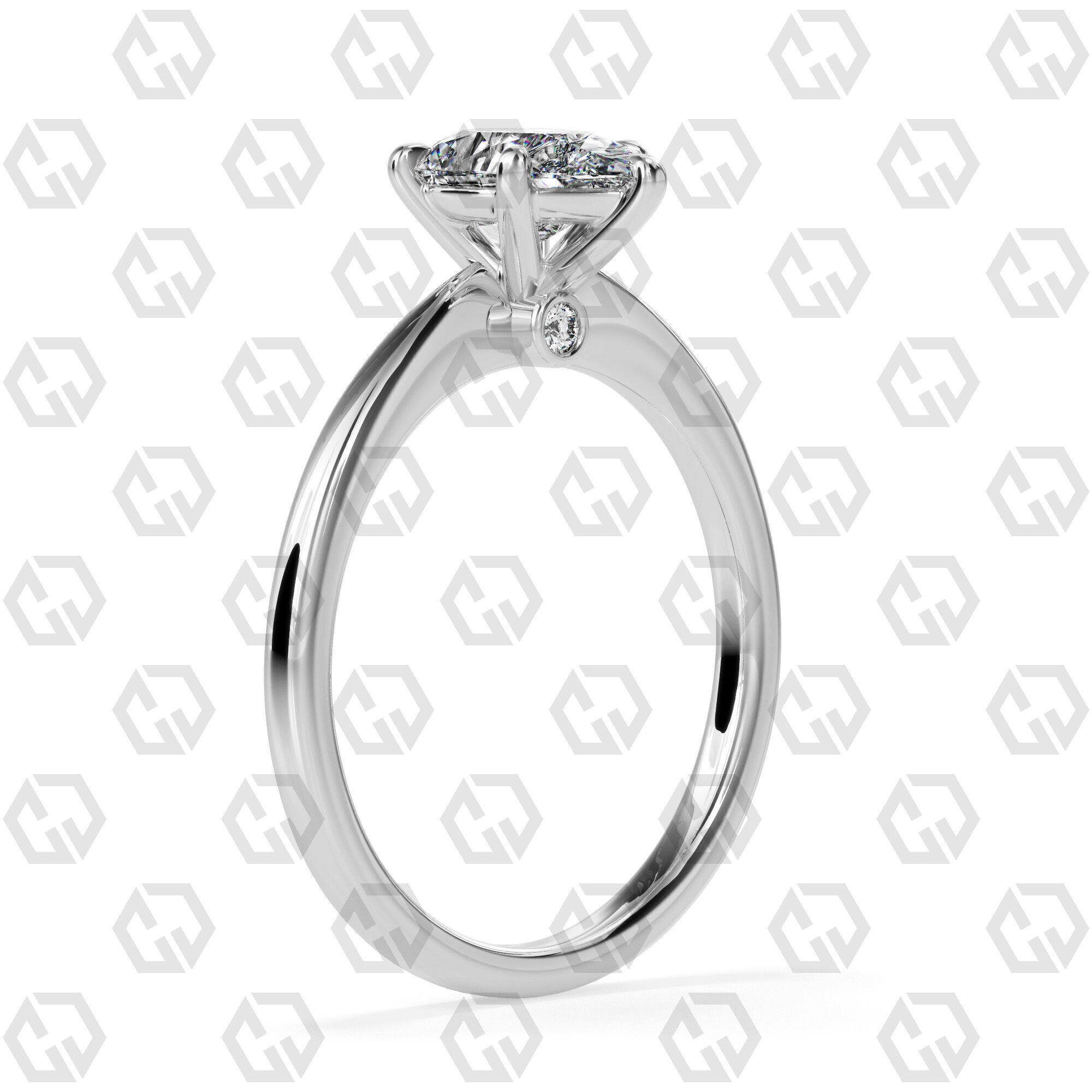 Ring 157 Pear shape with hidden signature diamond both side 3D print model_6