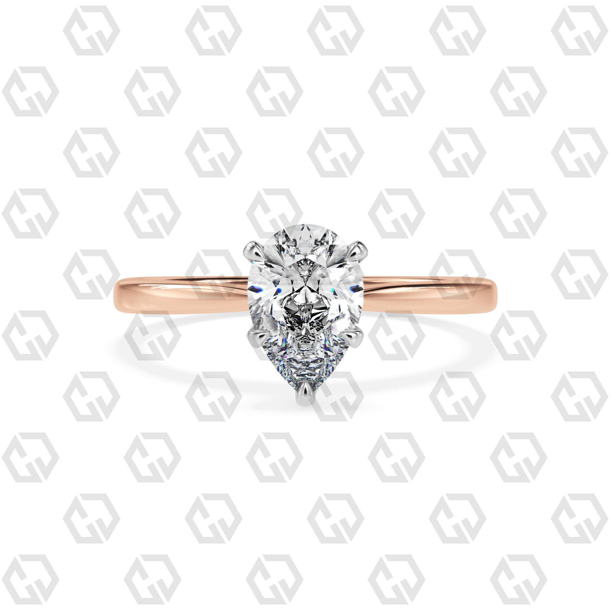 Ring 157 Pear shape with hidden signature diamond both side 3D print model_5