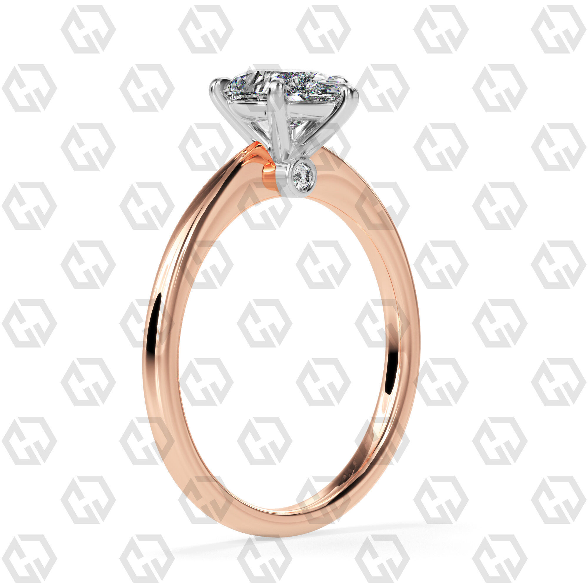 Ring 157 Pear shape with hidden signature diamond both side 3D print model_4