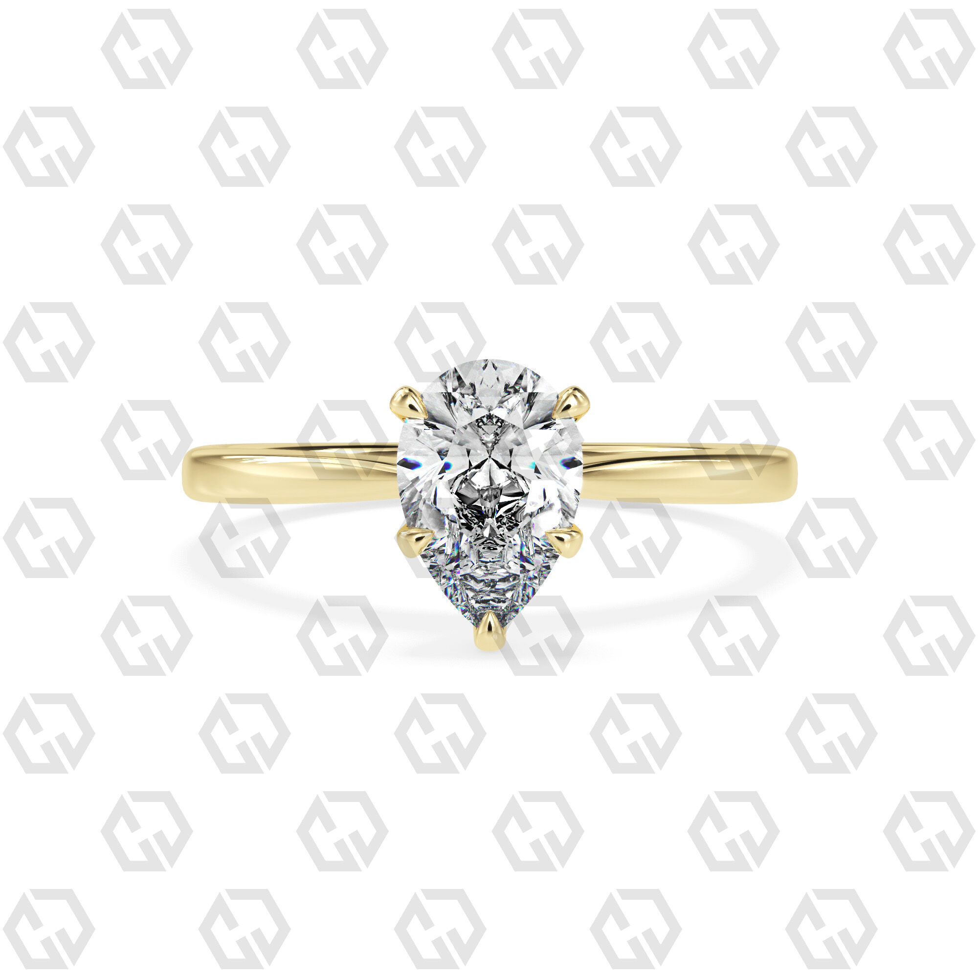 Ring 157 Pear shape with hidden signature diamond both side 3D print model_13