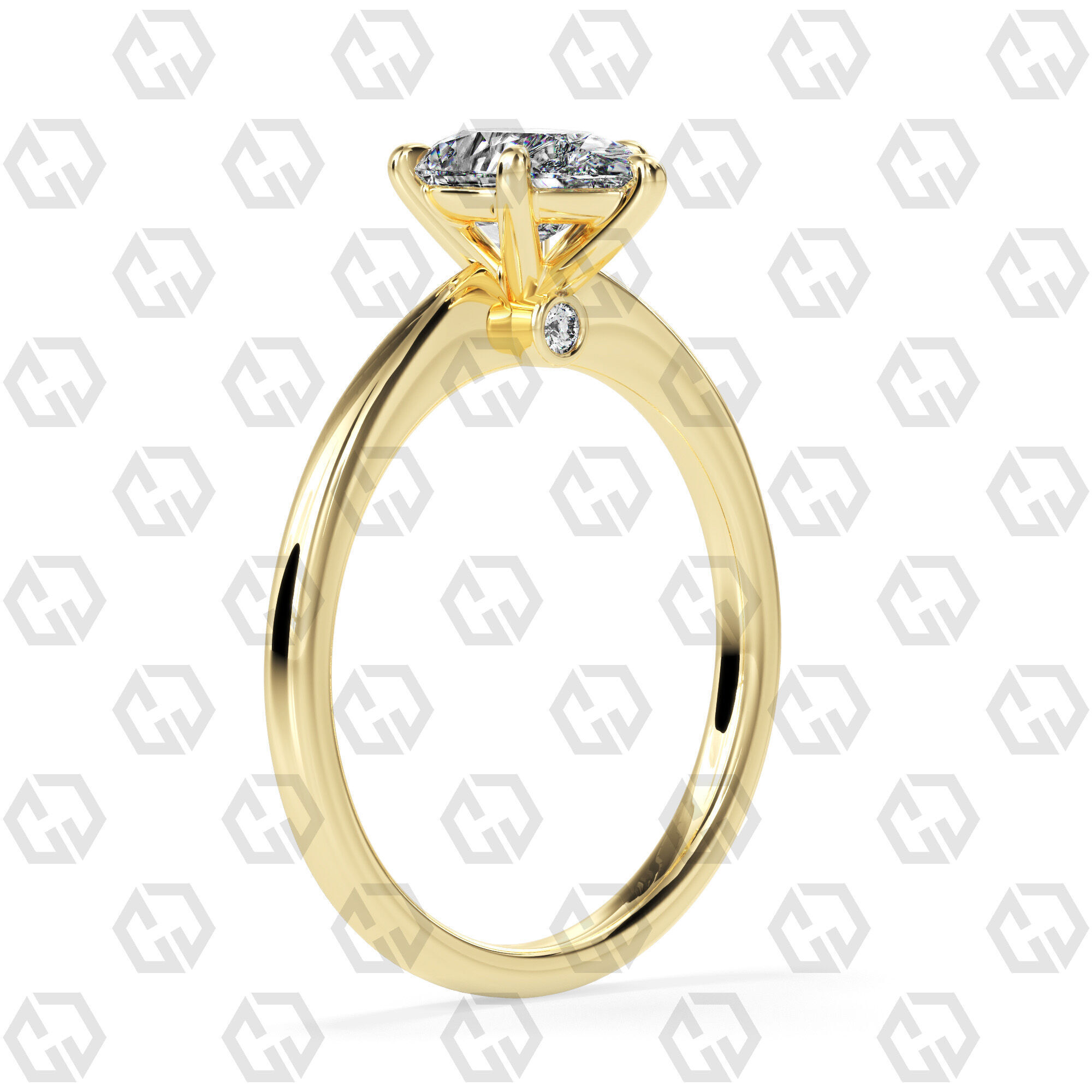 Ring 157 Pear shape with hidden signature diamond both side 3D print model_12