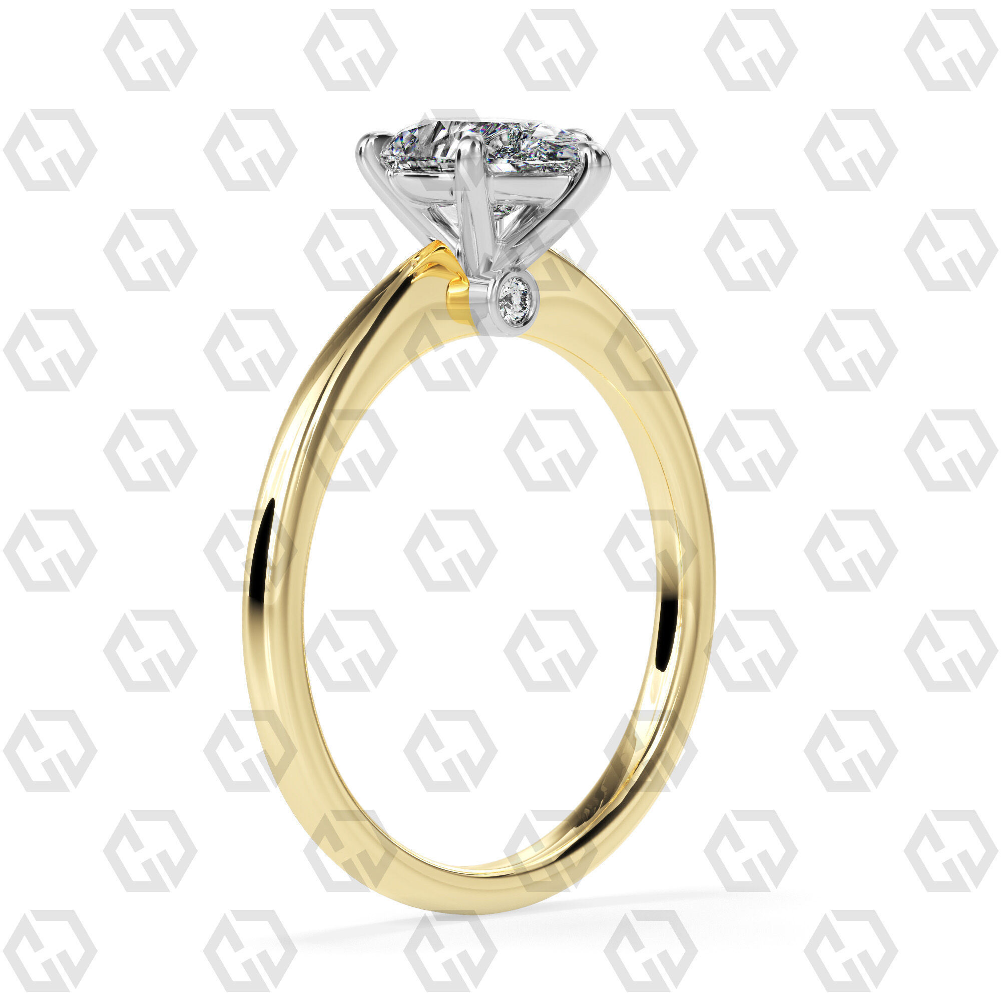 Ring 157 Pear shape with hidden signature diamond both side 3D print model_8