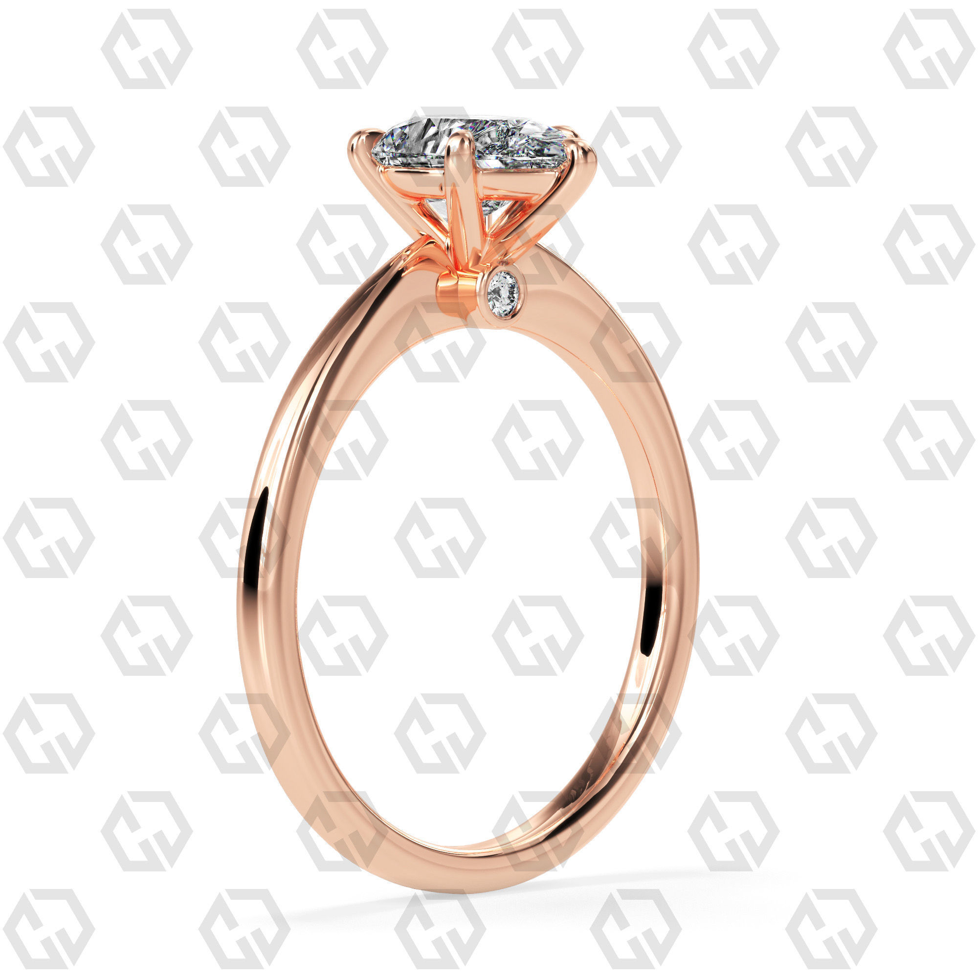 Ring 157 Pear shape with hidden signature diamond both side 3D print model_1