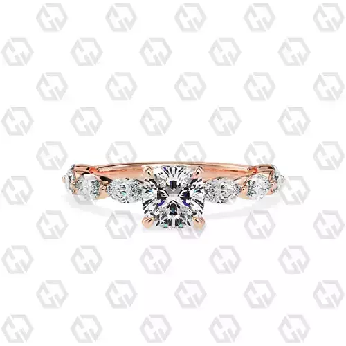 Ring 172 Cushion Shape marquise on shanks with Gems