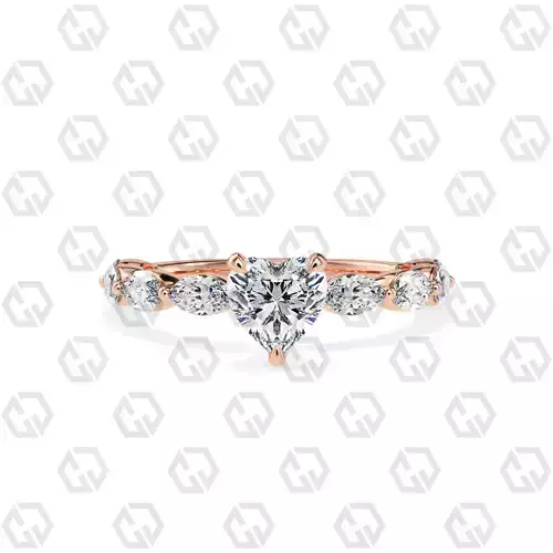 Ring 174 Heart Shape marquise on shanks with Gems