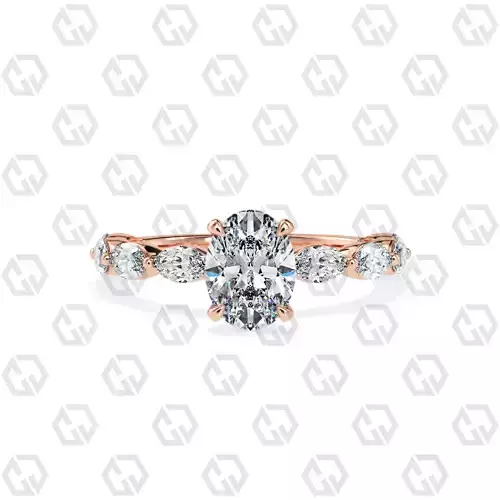 Ring 176 Oval Shape marquise on shanks with Gems