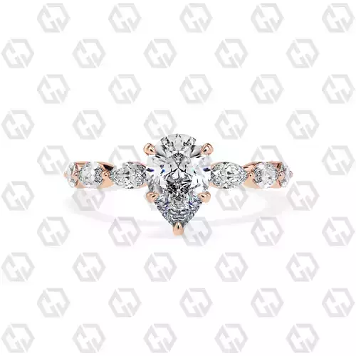 Ring 177 Pear Shape marquise on shanks with Gems