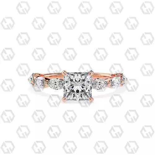 Ring 178 Princess Shape marquise on shanks with Gems