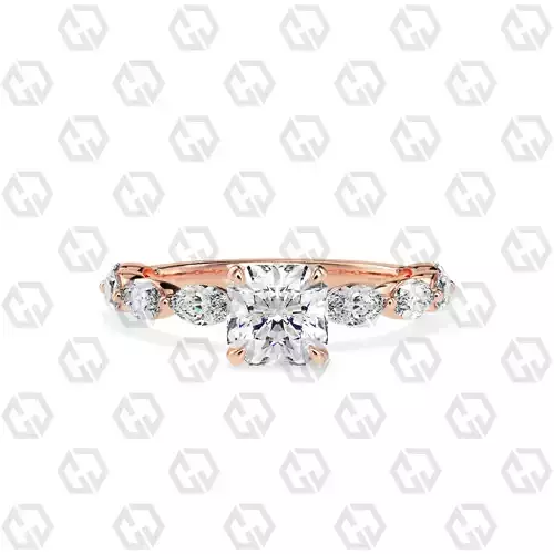 Ring 180 Radiant Shape marquise on shanks with Gems