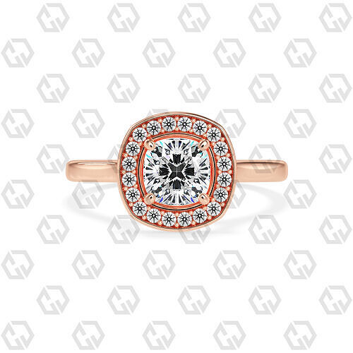 Ring 182 Cushion Shape Cathedral Halo with Gems 3D print model