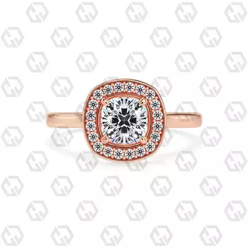 Ring 182 Cushion Shape Cathedral Halo with Gems