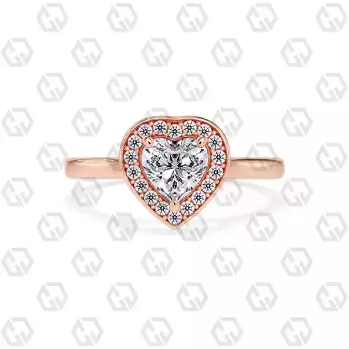 Ring 184 Heart Shape Cathedral Halo with Gems