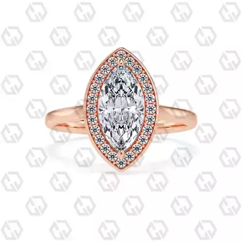 Ring 185 Marquise Shape Cathedral Halo with Gems