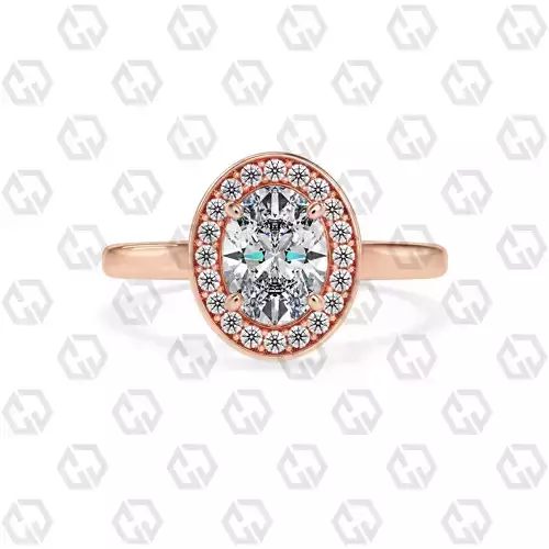 Ring 186 Oval Shape Cathedral Halo with Gems