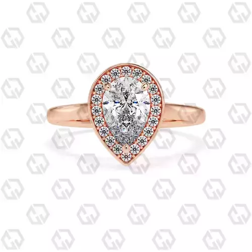 Ring 187 Pear Shape Cathedral Halo with Gems