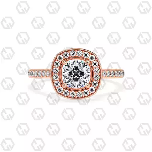 Ring 192 Cushion Shape Cathedral Halo pave set with Gems