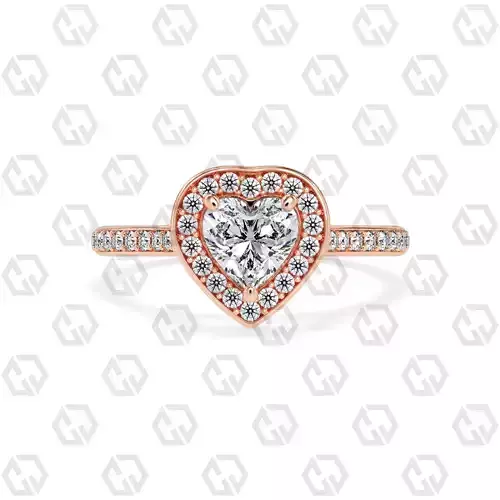 Ring 194 Heart Shape Cathedral Halo pave set with Gems