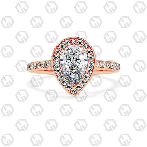 Ring 197 Pear Shape Cathedral Halo pave set with Gems 3D print model