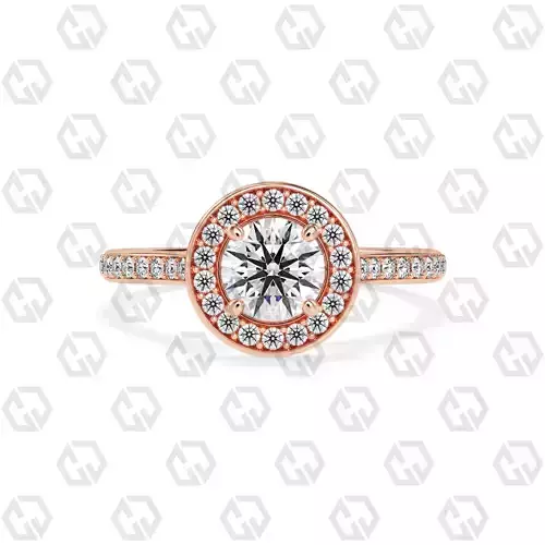 Ring 199 Round Shape Cathedral Halo pave set with Gems