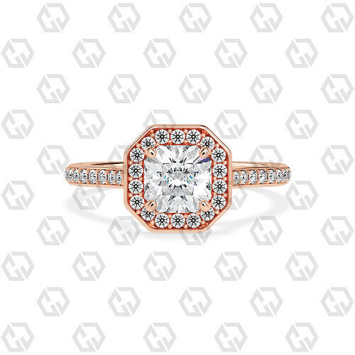 Ring 200 Radiant Shape Cathedral Halo pave set with Gems 3D print model