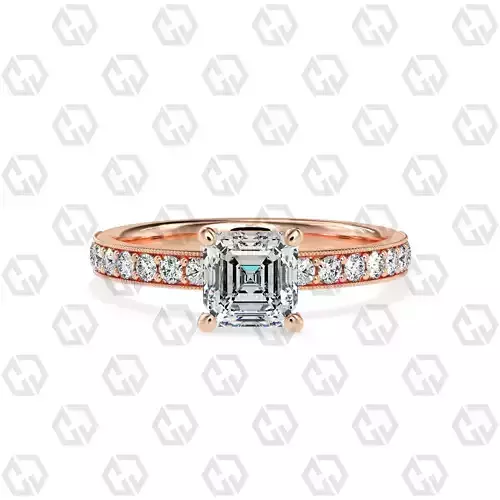 Ring 211 Milgrain shape milgrain pave set with Gems