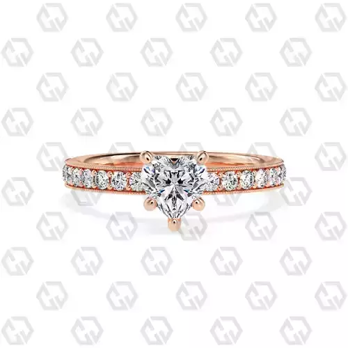 Ring 21Heart shape milgrain pave set with Gems 3D print model