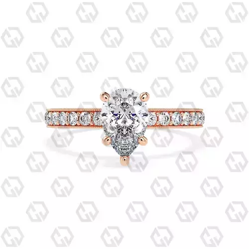 Ring 217 Pear shape milgrain pave set with Gems