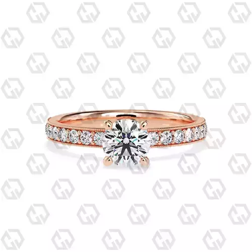 Ring 219 Round shape milgrain pave set with Gems