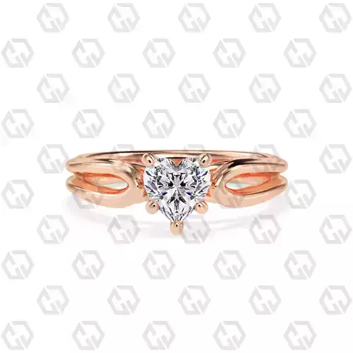Ring 224 Heart shape split shank solitaire ring with Gems 3D print model