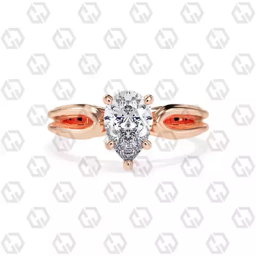 Ring 227 Pear shape split shank solitaire ring with Gems