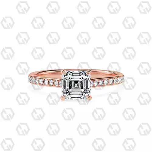 Ring 51 Asscher shape pave setting ring with gems