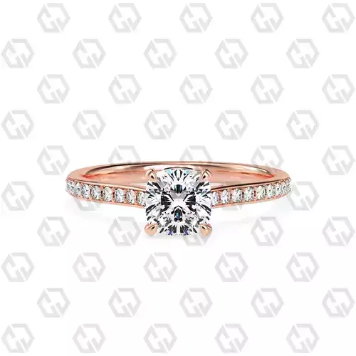 Ring 52 Cushion shape pave setting ring with gems