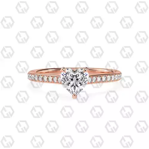 Ring 54 Heart Shape Pave setting ring with Gems